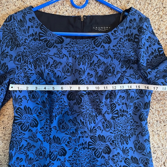 Laundry by Shelli Segal Floral Bell Sleeve Stretch Jacquard Knit Dress 12 - Picture 4 of 9